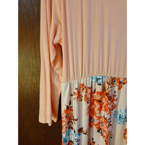 Blue Time- 3/4 Sleeve Pink/ Floral  Long Maxi Dress Womens Xlg  NWT SUPER CUTE - Picture 5 of 16